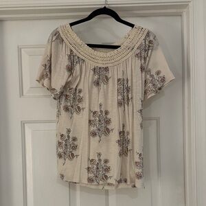 Lucky Brand Cream Floral Blouse